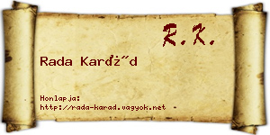 Rada Karád névjegykártya